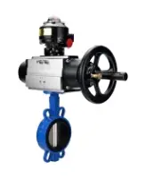 Затвор дисковый поворотный DN.ru WBV1413E-2W-Fb-H Ду150 Ру16, корпус - чугун GGG50, диск - чугун GGG40, уплотнение - EPDM, с пневмоприводом DN.ru PA-DA-105-1 двойного действия, с БКВ APL-510N-EX