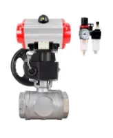 Кран шаровой DN.ru BV3232P(4pc)-SP-3WL-T-ISO-H WDVF Ду65 Ру40 стандартнопроходной, 3-ходовой L-тип, внутренняя резьба, с пневмоприводом PA-DA-105, пневмораспределителем 4M320-08 AC220V, БПВ AFC2000 и ручным дублером MON2-450-T28-ISO
