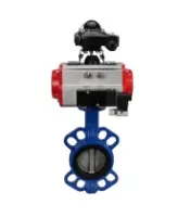 Затвор дисковый поворотный DN.ru WBV1413E-2W-Fb-H Ду100 Ру16, корпус - чугун GGG50, диск - чугун GGG40, уплотнение - EPDM, с пневмоприводом DN.ru PA-DA-083 двойного действия, с пневмораспределителем 4V320-08 AC220V, с БКВ APL-210N