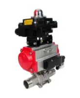Кран шаровой DN.ru BV3232P(3pc)-FP-W-ISO-H LONG Ду32 Ру40 полнопроходной, корпус - нержавеющая сталь 316, уплотнение - PTFE, под приварку, с пневмоприводом DN.ru PA-SA-083, пневмораспределителем 4M310-08 AC220V и БКВ APL-410N EX