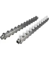 Коллекторная группа DN.ru GC3-31-12 1″ Ду25 Ру10 отводов — 12, в сборе с терморегулирующими клапанами и запорно-балансировочными клапанами, без переходников, корпус - нержавеющая сталь AISI 304