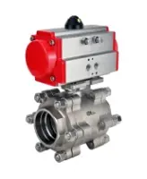 Кран шаровой DN.ru BV3232P(3pc)-FP-SW-ISO-H Ду65 Ру63 полнопроходной, корпус - нержавеющая сталь SS316, под приварку, с пневмоприводом PA-SA-130 с возвратными пружинами