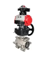 Кран шаровой DN.ru BV3232P(3pc)-FP-SW-ISO-H Ду80 Ру63 полнопроходной, корпус - нержавеющая сталь SS316, под приварку, с пневмоприводом PA-DA-105, пневмораспределителем 4M310-08 DC24V, БКВ APL-210N, ручным дублером MON2-450-T28-ISO