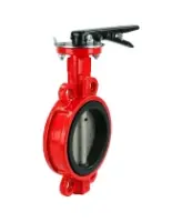 Затвор дисковый поворотный DN.ru WBV1432E-2W-Fb-ISO-H Ду80 Ру16 межфланцевый, корпус - чугун GGG50, диск - нержавеющая сталь 316L, уплотнение - EPDM, с рукояткой, красный