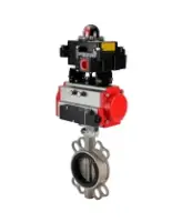 Затвор дисковый поворотный DN.ru WBV3232V-2W-Fb-H Ду125 Ру16, корпус - нержавеющая сталь 316L, диск - нержавеющая сталь 316L, уплотнение - VITON, с пневмоприводом PA-SA-130, пневмораспределителем 4M310-08 DC24V и БКВ APL-410N EX