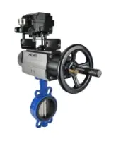 Затвор дисковый поворотный DN.ru WBV1413E-2W-Fb-H Ду150 Ру16, корпус - чугун GGG50, диск - чугун GGG40, уплотнение - EPDM, с пневмоприводом DN.ru PA-DA-105-1 двойного действия и с электропневматическим поворотным позиционером YT-1000RSN с обратной связью