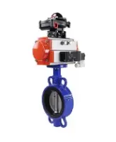 Затвор дисковый поворотный DN.ru WBV1132N-2W-Fb-H Ду125 Ру16, корпус - чугун GG25, диск - нержавеющая сталь 316L, уплотнение - NBR, с пневмоприводом DN.ru PA-SA-140 с возвратными пружинами, пневмораспределителем 4M310-08 AC220V, БКВ APL-510N-EX
