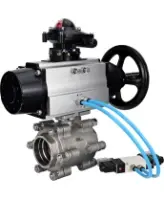 Кран шаровой DN.ru BV3232P(3pc)-FP-SW-ISO-H Ду100 Ру63 полнопроходной, корпус - нержавеющая сталь SS316, под приварку, с пневмоприводом PA-DA-105-1, пневмораспределителем 4V320-08 AC220V, БКВ APL-210N