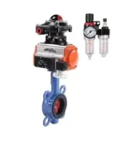 Затвор дисковый поворотный DN.ru WBV1413E-2W-Fb-H Ду125 Ру16, корпус - чугун GGG50, диск - чугун GGG40, уплотнение - EPDM, с пневмоприводом PA-DA-105, пневмораспределителем 4M310-08 AC220V, БКВ APL-410N EX и БПВ AFC2000