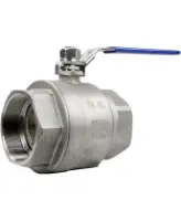 Кран шаровой DN.ru BV3232P(2pс)-FP-T-H Ду100 Ру40 полнопроходной двухходовой, нержавеющая сталь 316 CF8M, внутренняя резьба, уплотнение - PTFE, ручка-рычаг
