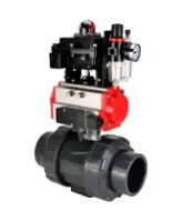 Кран шаровой DN.ru BV4242E-FP-GRM-ISO Дн50 Ру10 полнопроходной, корпус - НПВХ, шар - НПВХ, уплотнение - EPDM, с пневмоприводом PA-SA-065, пневмораспределителем 4M310-08 AC220V, БКВ APL-410N EX и БПВ AFC2000