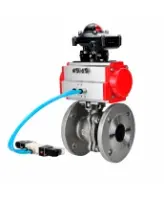 Кран шаровой DN.ru BV3232P(2pc)-FP-F-ISO-H WDVF Ду65 Ру16 полнопроходной, фланцевый, корпус - нержавеющая сталь 316, уплотнение - PTFE, с пневмоприводом PA-SA-130, пневмораспределителем 4V320-10 AC220V и БКВ APL-210N