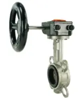 Затвор дисковый поворотный DN.ru 316L-316L-NBR Ду125 Ру16 межфланцевый, корпус - нержавеющая сталь 316L, диск - нержавеющая сталь 316L, уплотнение - NBR, с редуктором Pro-Gear X-21-W-200