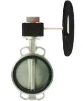 Затвор дисковый поворотный DN.ru WBV3232N-2W-Fb-H Ду125 Ру16, корпус - нержавеющая сталь 316L, диск - нержавеющая сталь 316L, уплотнение - NBR, с редуктором HGB RQN2-320Z с индикатором положения
