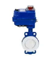 Затвор дисковый поворотный DN.ru WBV3434Pf-2W-Fb-H Ду50 Ру16 корпус - углеродистая сталь WCB, диск - углеродистая сталь WCB, футерованный PTFE, уплотнение - PTFE, с четвертьоборотным электроприводом DN.ru QT-N-003EM-O1-12VDC-У1 blue 12В
