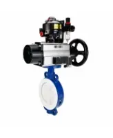 Затвор дисковый поворотный DN.ru WBV3434Pf-2W-Fb-R Ду200 Ру16, корпус - угл. сталь WCB, диск - угл. сталь WCB, футерованный PTFE, уплотнение - PTFE, с пневмоприводом PA-DA-105-1, пневмораспределителем 4M310-08 AC220V, БКВ APL-510N EX и БПВ AFC2000