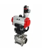 Кран шаровой DN.ru BV3232P(3pc)-FP-W-ISO-H Ду65 Ру25, полнопроходной под приварку, нержавеющая сталь SS316, уплотнение - PTFE, с пневмоприводом PA-DA-083, с пневмораспределителем 4M310-08 AC220V, с ручным дублером MON2-450-T28-ISO, с БПВ AFC2000