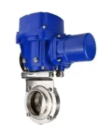 Затвор дисковый поворотный DN.ru WBV3131E-2W-W-H Ду15 Ру10 под приварку, корпус - пищевая нержавеющая сталь 304, уплотнение - EPDM, с электроприводом QT-N-005M-O2-220VAC-У1 с моментной муфтой и штурвалом