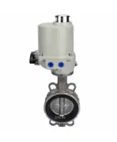 Затвор дисковый поворотный DN.ru WBV3232V-2W-Fb-H Ду80 Ру16, корпус - нержавеющая сталь 316L, диск - нержавеющая сталь 316L, уплотнение - VITON, с электроприводом ГЗ-ОФ-45/11К 220В