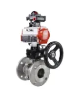 Кран шаровой DN.ru BV3232P(2pc)-FP-F-ISO-H Ду125 Ру16, 24х24, фланцевый, полнопроходной, нержавеющая сталь SS316, уплотнение - PTFE, с пневмоприводом PA-DA-140, ручным дублером MON4-1200-T54-ISO, пневмораспределителем 4M310-08 AC220V и БКВ APL-210N