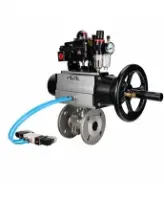 Кран шаровой DN.ru BV3232P(2pc)-FP-F-ISO-H WDVF Ду100 Ру16 полнопроходной, фланцевый, корпус - нержавеющая сталь 316, уплотнение - PTFE, с пневмоприводом PA-DA-105-1, пневмораспределителем 4V320-08 AC220V, БКВ APL-410N EX и БПВ AFC2000