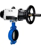 Затвор дисковый поворотный DN.ru WBV1432N-2W-Fb-H Ду125 Ру16, корпус - чугун GGG50, диск - нержавеющая сталь 316L, уплотнение - NBR, с пневмоприводом DN.ru PA-DA-105-1 двойного действия, пневмораспределителем 4M310-08 AC220V
