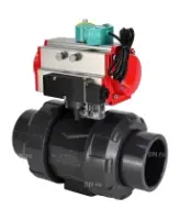 Кран шаровой DN.ru BV4242E-FP-GRM-ISO Дн50 Ру10 полнопроходной, корпус - НПВХ, шар - НПВХ, уплотнение - EPDM, с пневмоприводом PA-SA-065, пневмораспределителем 4M310-08 AC220V и магнитным переключателем ALS200D