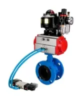 Затвор дисковый поворотный DN.ru WBV1313E-2W-F-H Ду100 Ру16, корпус - чугун GGG40, диск - чугун GGG40, уплотнение - EPDM, с пневмоприводом PA-DA-105, пневмораспределителем 4M320-08 AC220V, БКВ APL-510N EX и БПВ AFC2000