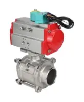 Кран шаровой DN.ru BV3232P(3pc)-FP-W-ISO-H WDVF Ду40 Ру40 полнопроходной, трехсоставной, корпус - нержавеющая сталь 316, уплотнение - PTFE, под приварку, с пневмоприводом PA-DA-065 и магнитным переключателем ALS200D