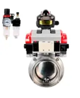 Затвор дисковый поворотный DN.ru WBV3131S-2W-T-H Ду40 Ру10 резьбовой, пищевая нержавеющая сталь 304, уплотнение – Silicon, с пневмоприводом DN.ru PA-DA-065, пневмораспределителем DN.ru 4V320-08 AC220V, БКВ DN.ru APL-510N EX и БПВ DN.ru AFC2000