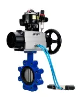 Затвор дисковый поворотный DN.ru WBV1631E-2W-Fb-H Ду125 Ру16 LUG, корпус - чугун QT450, диск - нержавеющая сталь 304, уплотнение - EPDM, с пневмоприводом PA-DA-105-1, пневмораспределителем 4M320-08 AC220V, БКВ APL-510N EX и БПВ AFC2000