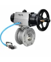 Кран шаровой DN.ru BV3232P-FP-Fb-ISO-H WDVF Ду100 Ру16 полнопроходной, межфланцевый, корпус - нержавеющая сталь 316, уплотнение - PTFE, с пневмоприводом PA-DA-105-1 и пневмораспределителем 4V320-08 AC220V
