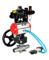 Кран шаровой DN.ru BV3232P(3pc)-FP-W-ISO-H LONG Ду50 Ру40 полнопроход., корпус - нерж.сталь 316, уплотнение - PTFE, под приварку, с пн.приводом PA-DA-083, пн.распределителем 4V320-08 AC220V, редуктором MON2-450-T28-ISO, БКВ APL-410N EX и БПВ AFC2000