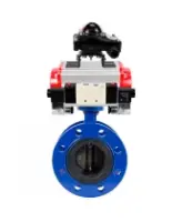 Затвор дисковый поворотный DN.ru WBV1331E-2W-F-H Ду125 Ру16 фланцевый, корпус - чугун GGG40, диск - нержавеющая сталь 304, уплотнение - EPDM, с пневмоприводом DN.ru PA-SA-160, пневмораспределителем DN.ru 4V320-08 AC220V и БКВ DN.ru APL-210N
