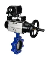 Затвор дисковый поворотный DN.ru WBV1631E-2W-Fb-H Ду125 Ру16 LUG корпус - чугун QT450, диск - нержавеющая сталь 304, уплотнение - EPDM, с пневмоприводом PA-DA-105-1 и позиционером YT-1000RSN без обратной связи