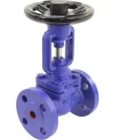 Клапан запорный сильфонный DN.ru VSO1121M-F-S Ду15 Ру16, фланцевый, корпус - чугун GG25, уплотнение - металл, управление - штурвал