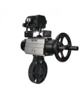 Затвор дисковый поворотный DN.ru WBV4242E-2W-Fb-ISO Дн80 Ру10 межфланцевый, корпус - НПВХ, диск - НПВХ, уплотнение - EPDM, с пневмоприводом PA-DA-105-1 и пневмопозиционером YT-1000RSN без обратной связи