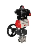 Кран шаровой DN.ru BV3232P(3pc)-FP-W-ISO-H Ду50 Ру40 полнопроходной под приварку, корпус - нержавеющая сталь 316, уплотнение - PTFE, с пневмоприводом PA-DA-083, БКВ APL-410N EX и ручным дублером MON2-450-T28-ISO
