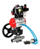 Кран шаровой DN.ru BV3232P(3pc)-FP-W-ISO-H LONG Ду50 Ру40 полнопроход., корпус - нерж.сталь 316, уплотнение - PTFE, под приварку, с пн.приводом PA-DA-083, пн.распределителем 4V320-08 AC220V, редуктором MON2-450-T28-ISO, БКВ APL-510N EX и БПВ AFC2000