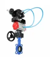 Затвор дисковый поворотный DN.ru WBV1413E-2W-Fb-H Ду300 Ру16, корпус - чугун GGG50, диск - чугун GGG40, EPDM, с пневмоприводом PA-DA-140, ручным дублером MON4-1200-T54-ISO и электропневматическим поворотным позиционером YT-1000RSN с обратной связью