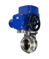 Затвор дисковый поворотный DN.ru WBV3131S-2W-T-H Ду40 Ру10 резьбовой, корпус - пищевая нержавеющая сталь 304, уплотнение - Silicon, с электроприводом QT-N-005M-O2-220VAC-У1 с моментной муфтой и штурвалом
