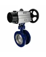 Затвор дисковый поворотный с тройным эксцентриситетом DN.ru WBV3EX-3431M-1W-F-ISO Ду100 Ру25, корпус - углеродистая сталь WCB, диск - нержавеющая сталь 304, уплотнение - METAL, с пневмоприводом PA-DA-105-1