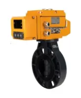 Затвор дисковый поворотный DN.ru WBV4242E-2W-Fb-ISO Дн80 Ру10 межфланцевый, корпус - НПВХ, диск - НПВХ, уплотнение - EPDM, с электроприводом DN.ru QT-N-005EM-B1-220VAC-У1 c датчиком обратной связи и входным управляющим сигналом 0-10В HARK