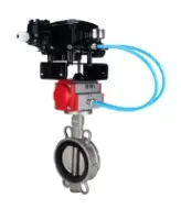 Затвор дисковый поворотный DN.ru WBV3131N-2W-Fb-H Ду65 Ру16, корпус - нержавеющая сталь 304, диск - нержавеющая сталь 304, уплотнение - NBR, с пневмоприводом DN.ru PA-SA-105 и позиционером DN.ru YT-1000RSN без обратной связи