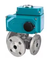 Кран шаровой DN.ru BV3232P(4pc)-FP-3WL-F-ISO-H Ду100 Ру16 3-ходовой, полнопроходной, фланцевый, корпус - нержавеющая сталь SS316, уплотнение - PTFE, с 1/4-оборотным электроприводом QT-N-020EM-O1-380VAC-У1 380В HARK