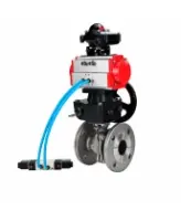 Кран шаровой DN.ru BV3232P(2pc)-FP-F-ISO-H WDVF Ду65 Ру16 полнопроходной, фланцевый, корпус - нержавеющая сталь 316, уплотнение - PTFE, с пневмоприводом PA-DA-083, пневмораспределителем 4V320-08 AC220V, БКВ APL-210N и ручным дублером MON2-450-T28-ISO