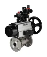 Кран шаровой DN.ru BV3232P(3pc)-FP-F-ISO-H Ду100 Ру25 фланцевый корпус - нержавеющая сталь 316, полнопроходной, уплотнение - PTFE, с пневмоприводом PA-DA-105-1, пневмораспределителем 4M310-08 AC220V, БКВ APL-210N, БПВ AFC2000