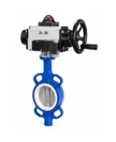 Затвор дисковый поворотный DN.ru WBV3432P-2W-Fb-H Ду125 Ру16, корпус - углеродистая сталь WCB, диск - нержавеющая сталь 316L, уплотнение - PTFE, с пневмоприводом DN.ru PA-DA-105-1, пневмораспределителем 4M310-08 DC24V, БКВ APL-210N