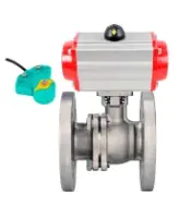 Кран шаровой DN.ru BV3232P(2pc)-FP-F-ISO-H WDVF Ду100 Ру16 полнопроходной, фланцевый, корпус - нержавеющая сталь 316, уплотнение - PTFE, с пневмоприводом PA-DA-105 и магнитным переключателем ALS200D