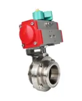 Затвор дисковый поворотный DN.ru WBV3131S-2W-T-H Ду40 Ру10 резьбовой, корпус - пищевая нержавеющая сталь 304, уплотнение - Silicon, с пневмоприводом PA-SA-065 и магнитным переключателем ALS200D